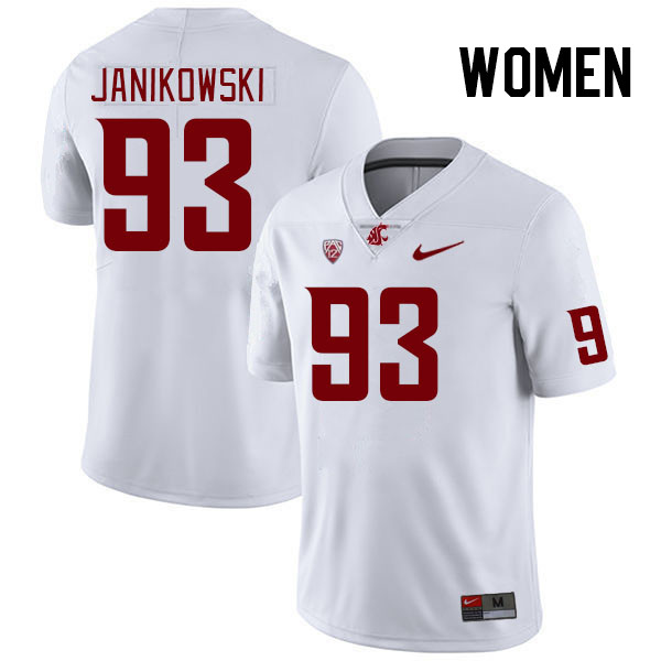 Women #93 Jack Janikowski Washington State Cougars College Football Jerseys Stitched Sale-White - Click Image to Close